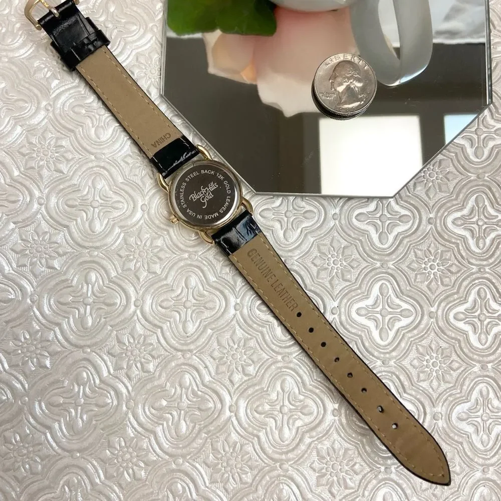 Black Hills Gold Real 12K Gold Leaves on Dial Ladies Watch
